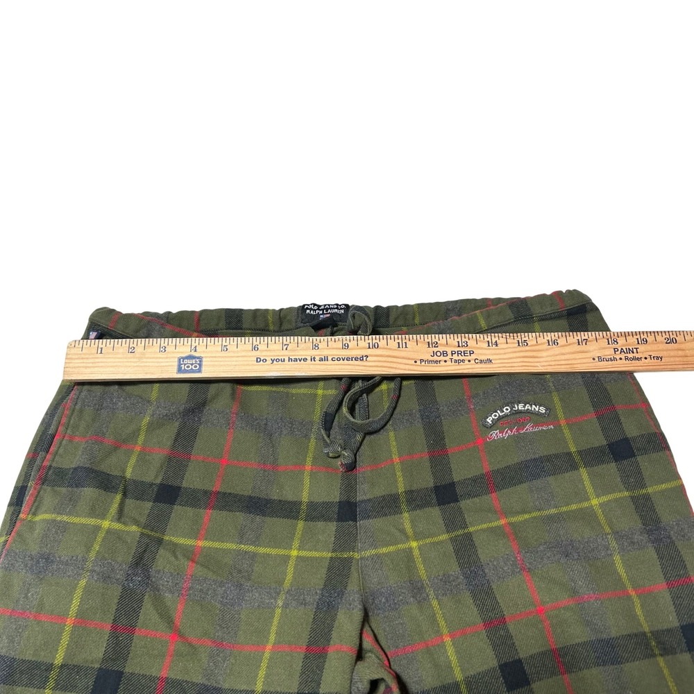 Y2K Polo Jeans Ralph Lauren Mens Plaid Flannel Pajama Pants Green Medium - Picture 3 of 7